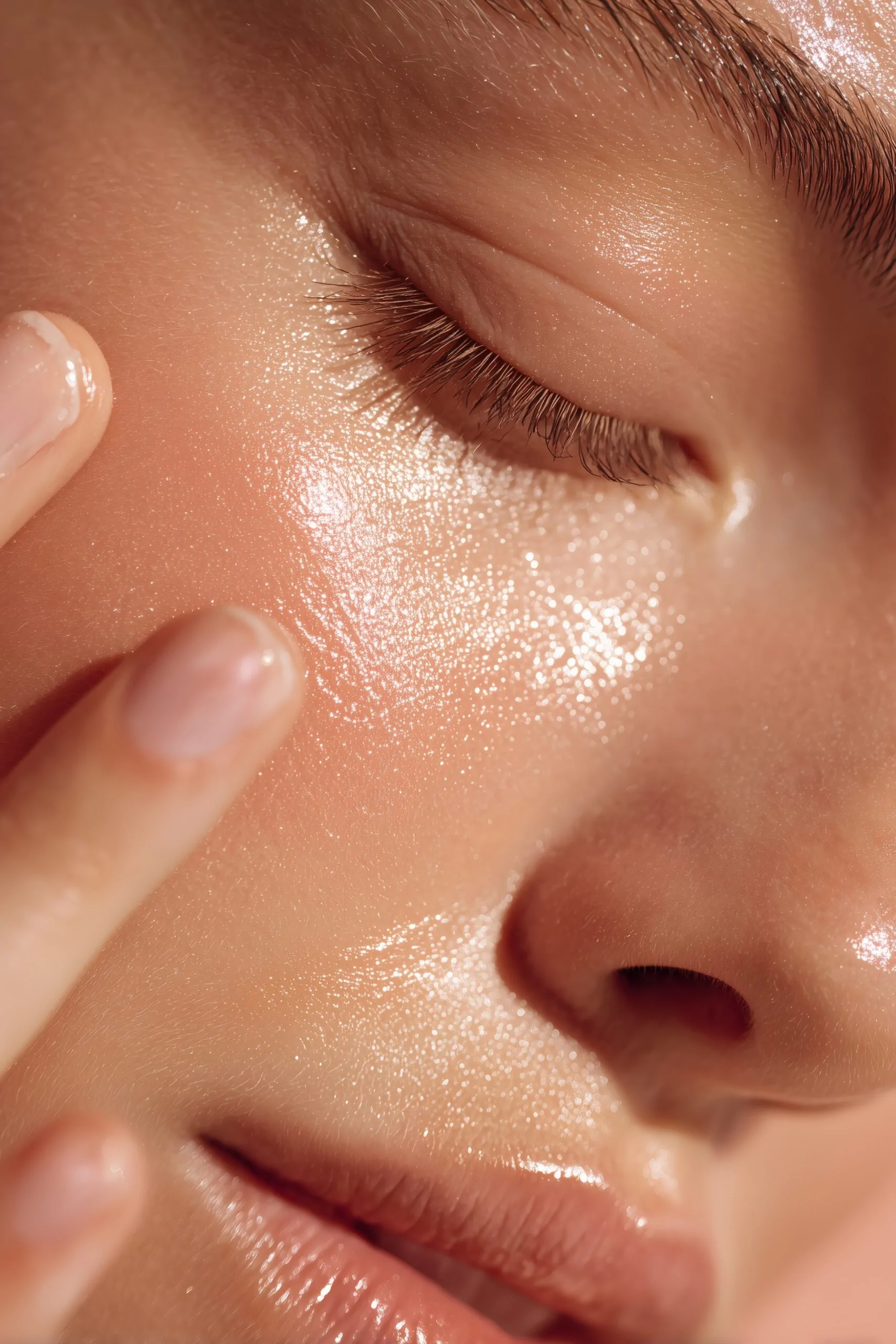 radiant skin highlighted by a glowing skincare routine, creating a close up portrait of pure health and beauty and luminous complexion.